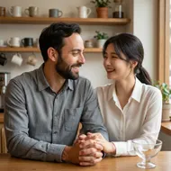 相視而笑：咖啡廳裡的甜蜜時光