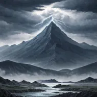 mysterious mountain during a storm