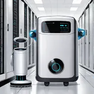 Data server with friendly cleaning robot