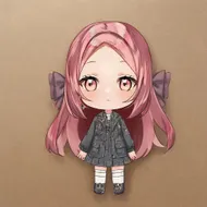 plu girl ,  pink hair, chibi charactor , a girl 