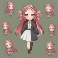 plu girl ,  pink hair, chibi charactor , a girl 