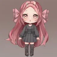 plu girl ,  pink hair, chibi charactor , a girl 
