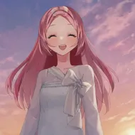 plu girl,pink hair, pik long hair, happy, weekend, blue sky, 奇跡の土日