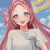 plu girl,pink hair, pik long hair, happy, weekend, blue sky, 奇跡の土日