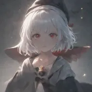 cute, 1girl, solo, early teen, white short hair, red eyes, wizard hat
