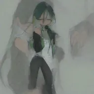 a girl, green eyes, green eyeshadow, sweating, dark blue-green hair with purple inner color, long hair, hair is meesy, frown, black leather jacket, white t-shirt, bring the left hand in front of the face, front view, full body, simple background, white_background