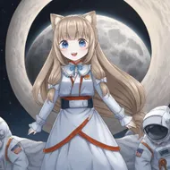 plu girl, Astronaut girl who landed on the moon,, <lora:komaneko_v1:1>