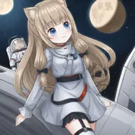 plu girl, Astronaut girl who landed on the moon,, <lora:komaneko_v1:1>