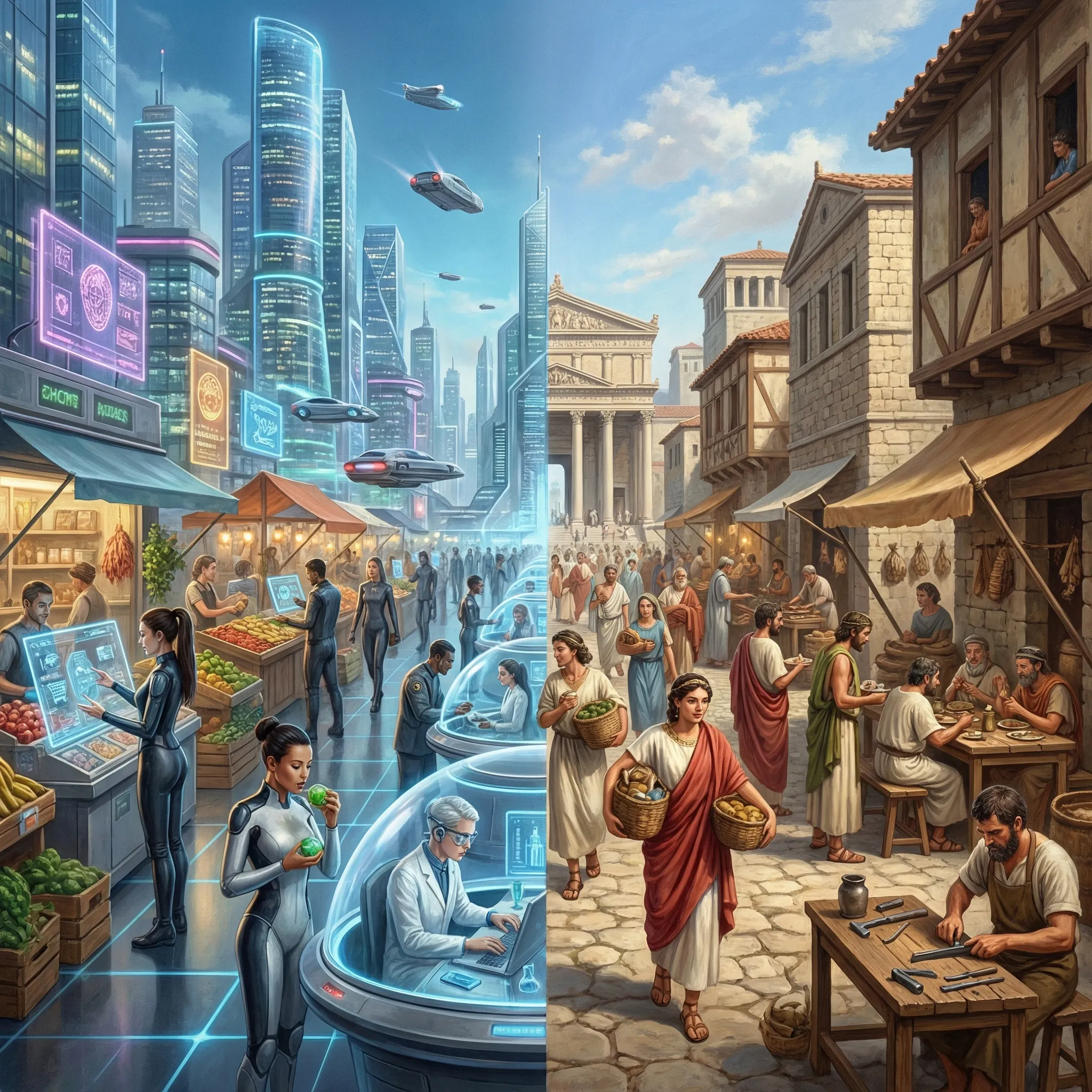 時空交織：古希臘與賽博未來的日常迴廊