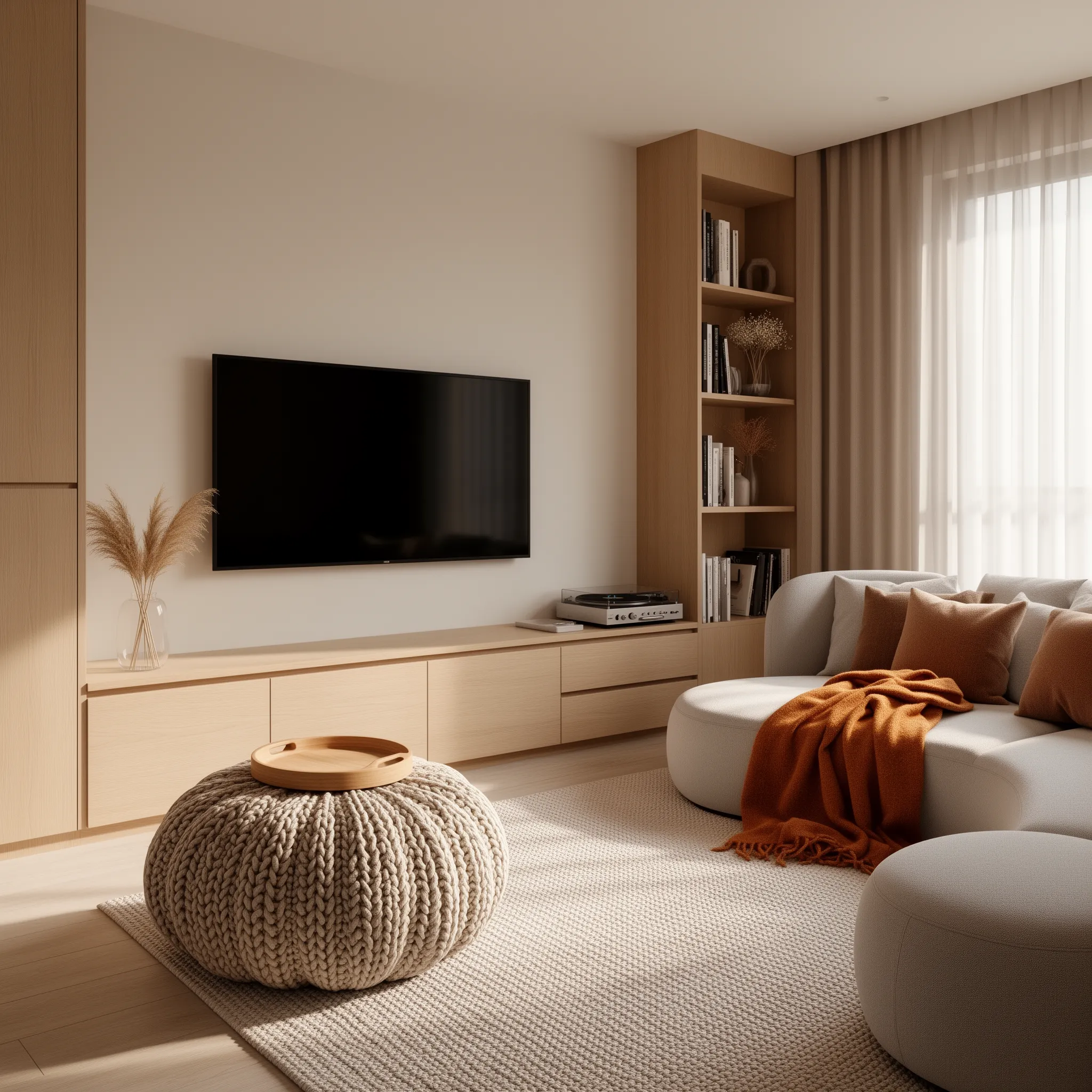 暖陽侘寂：極簡現代客廳之美