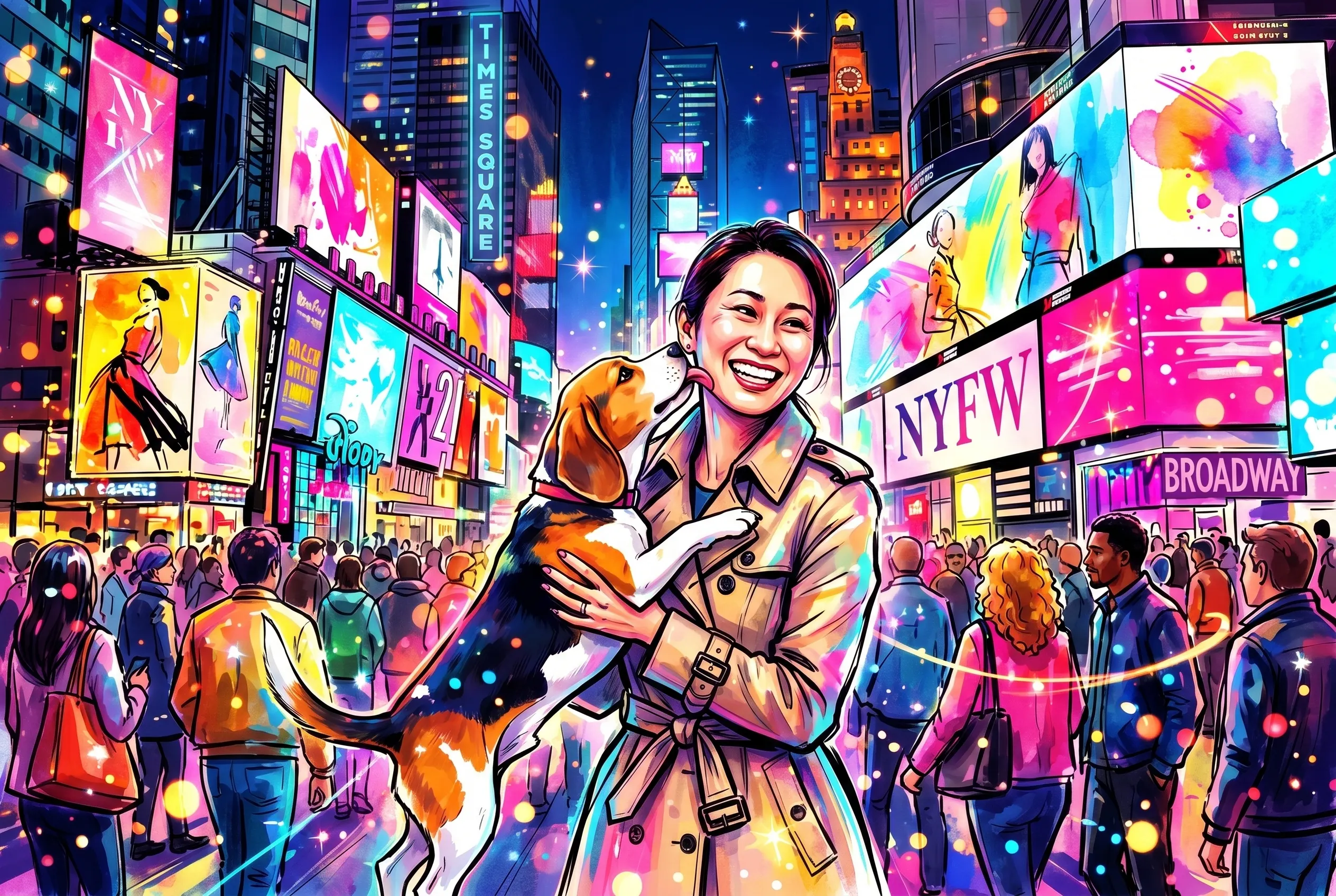 Hanging with my puppy at Time Square of New York