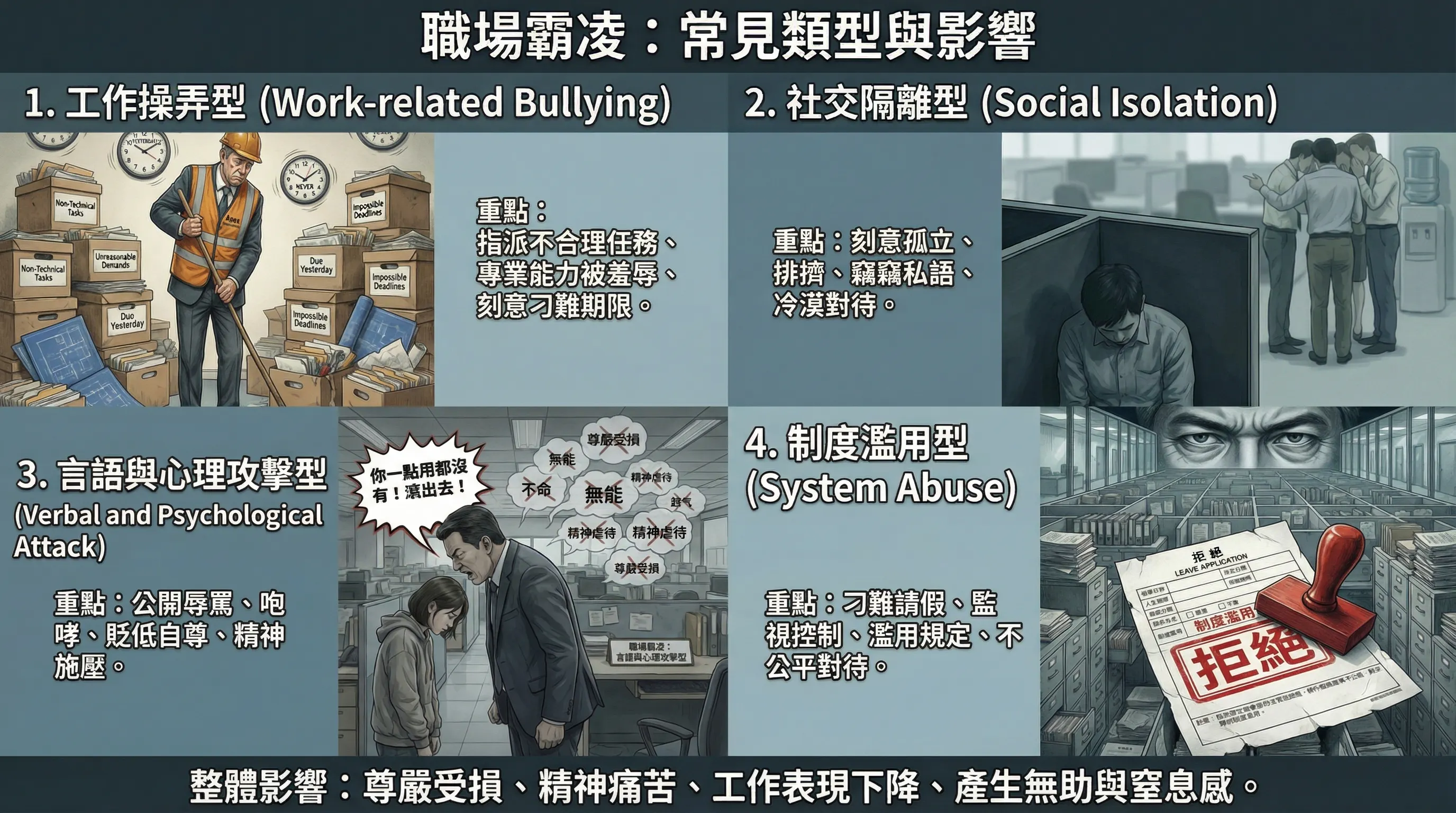 窒息的牢籠：現代職場霸凌圖鑑