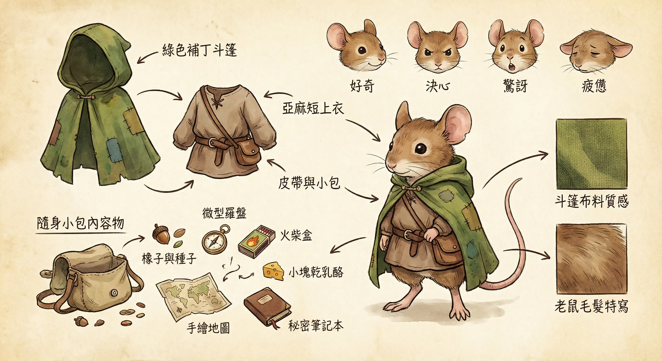 旅行鼠探險裝備設定圖