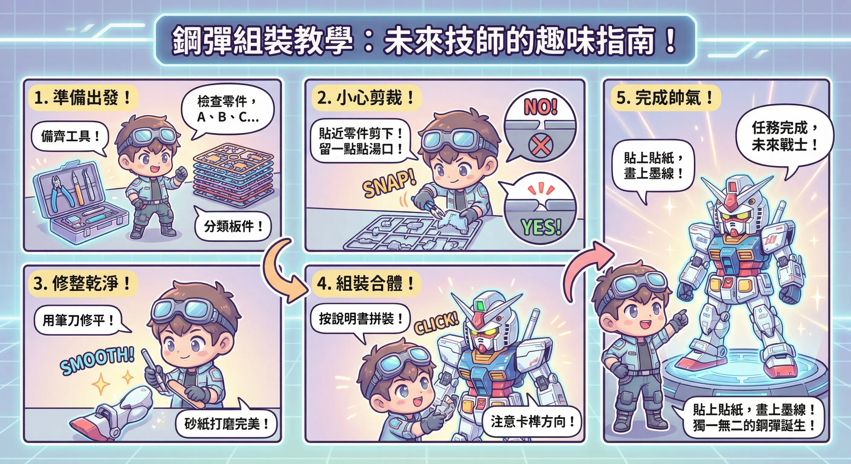鋼彈組裝教學：未來技師的趣味指南！