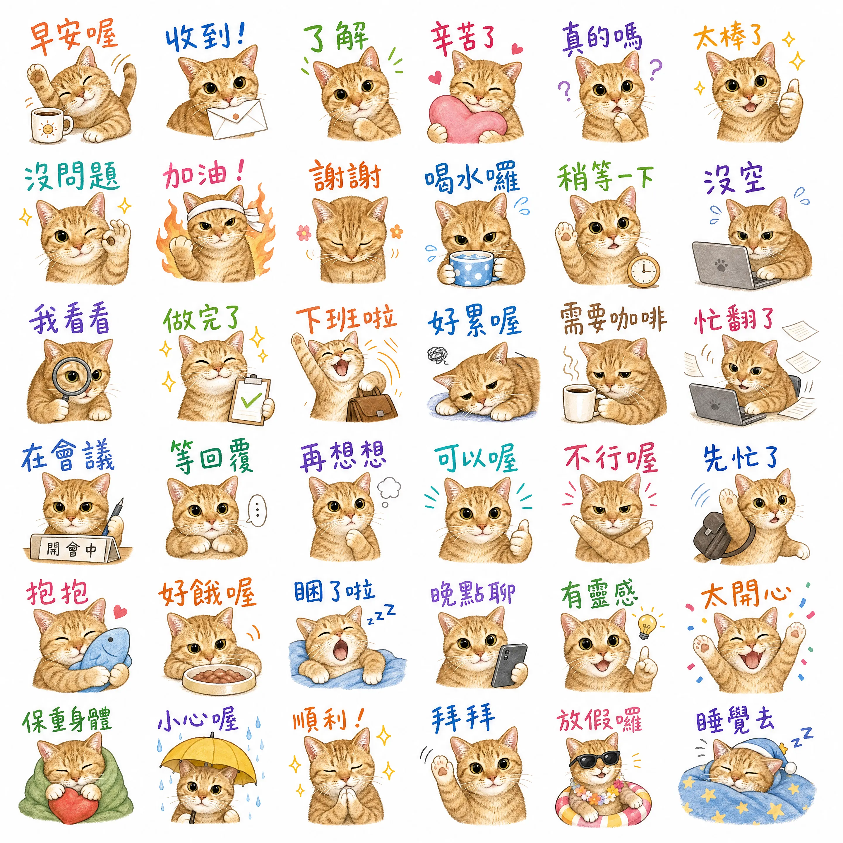 暖心橘貓職場生活日常貼圖集