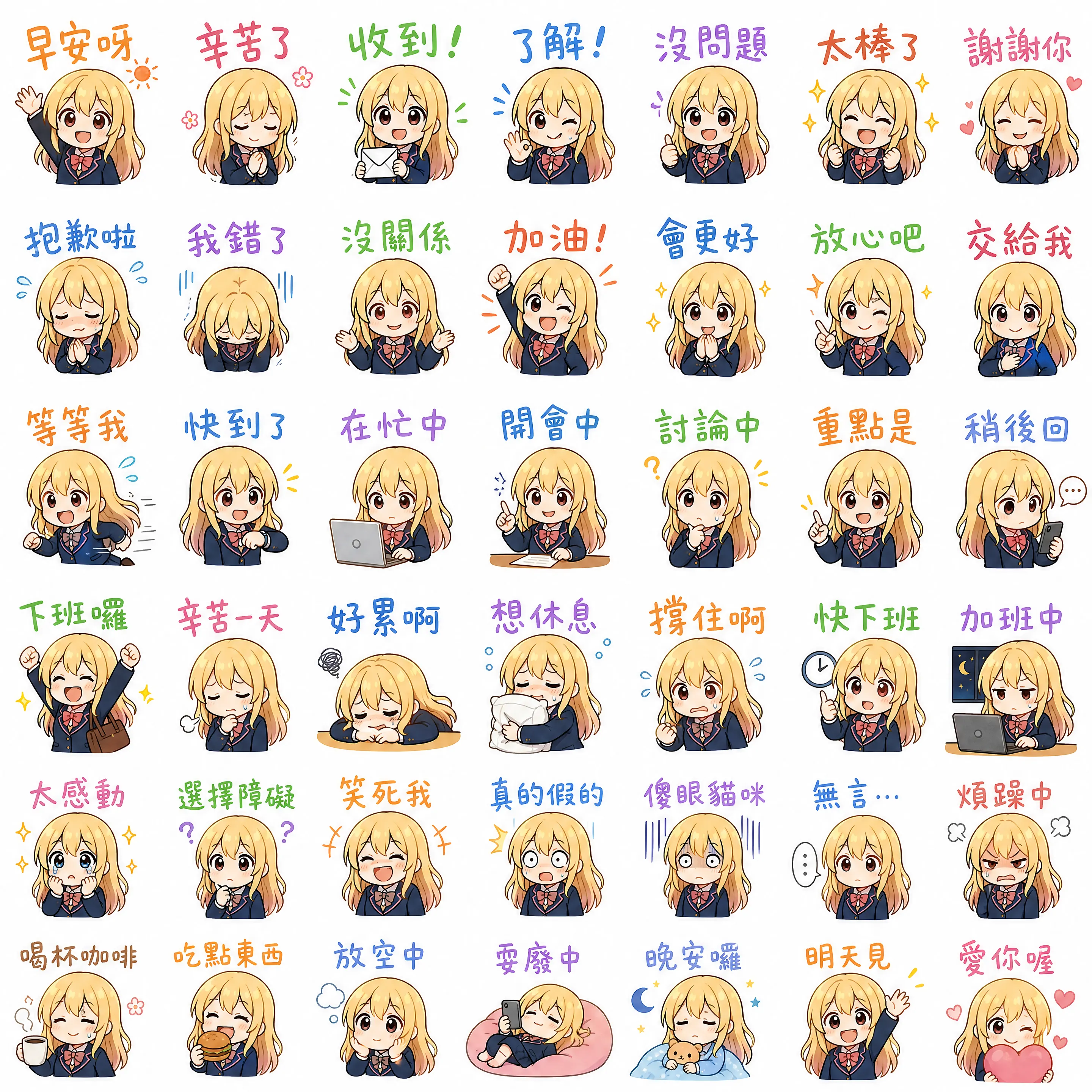 金髮高中少女日常心情貼圖集