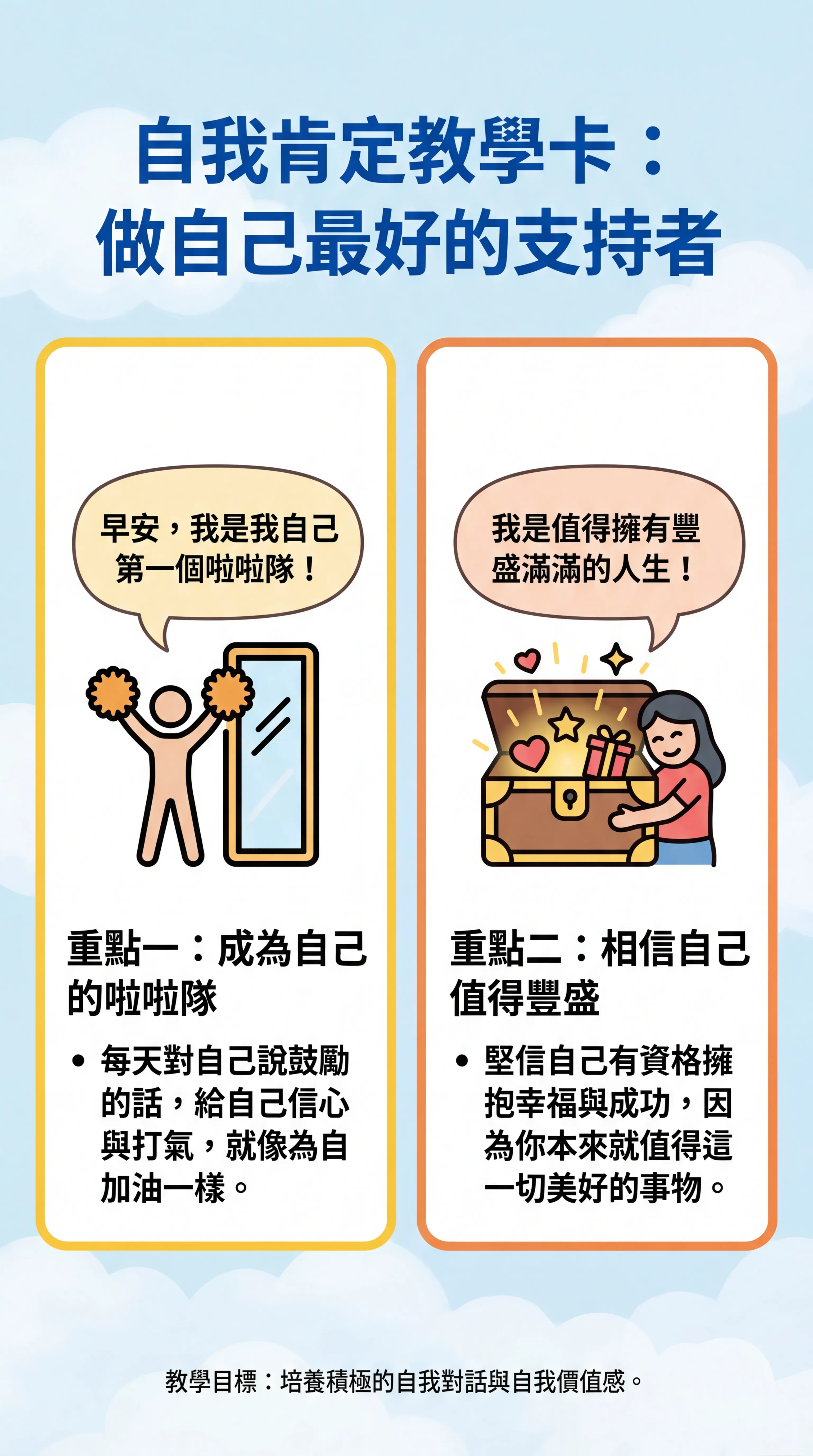自我肯定教學卡:做自己最好的支持者