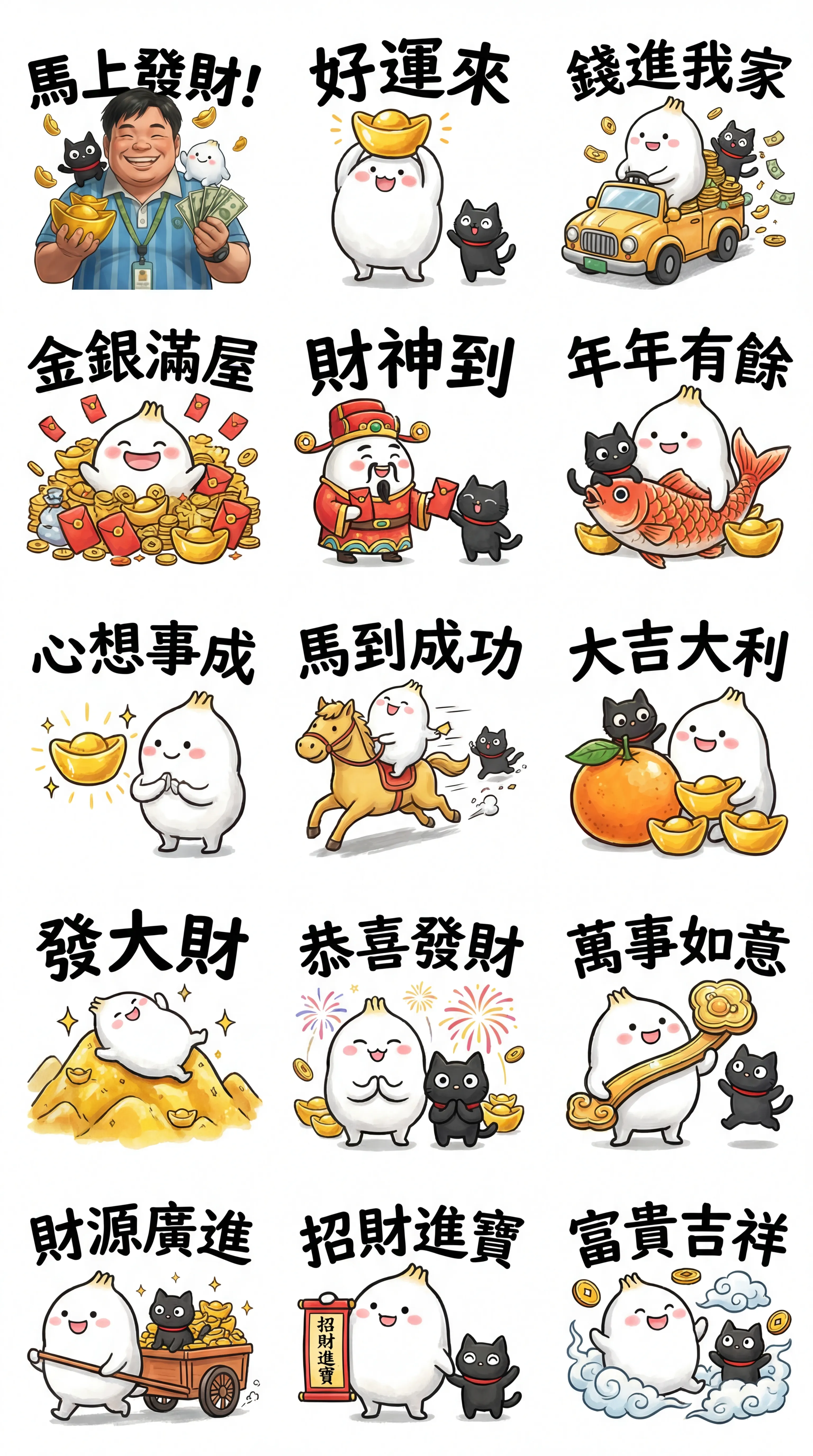 2026 YS 圓滾滾小馬招財LINE貼圖:馬上轉大錢