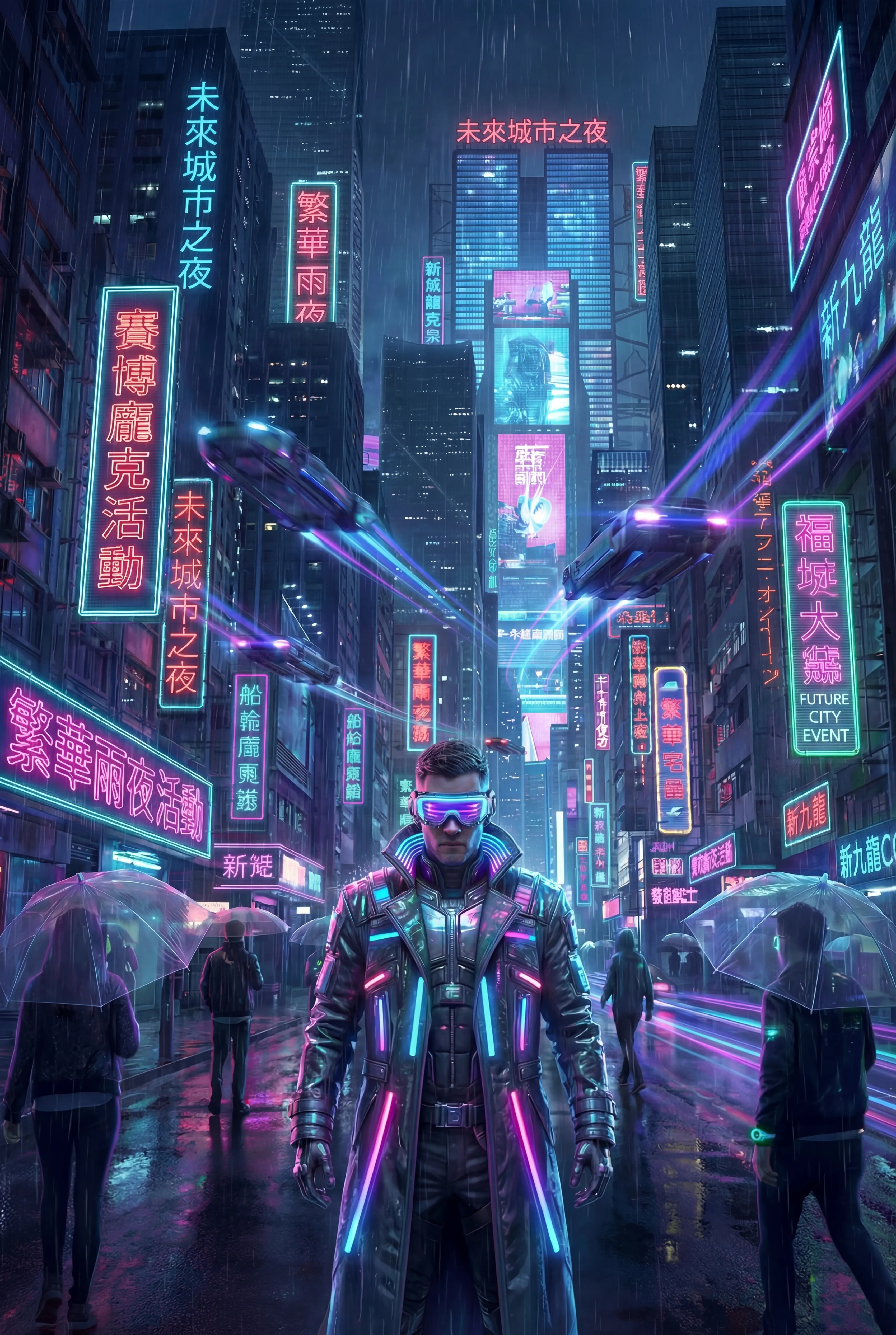 中信科大41402040，霓虹雨夜：未來都市的獨行者