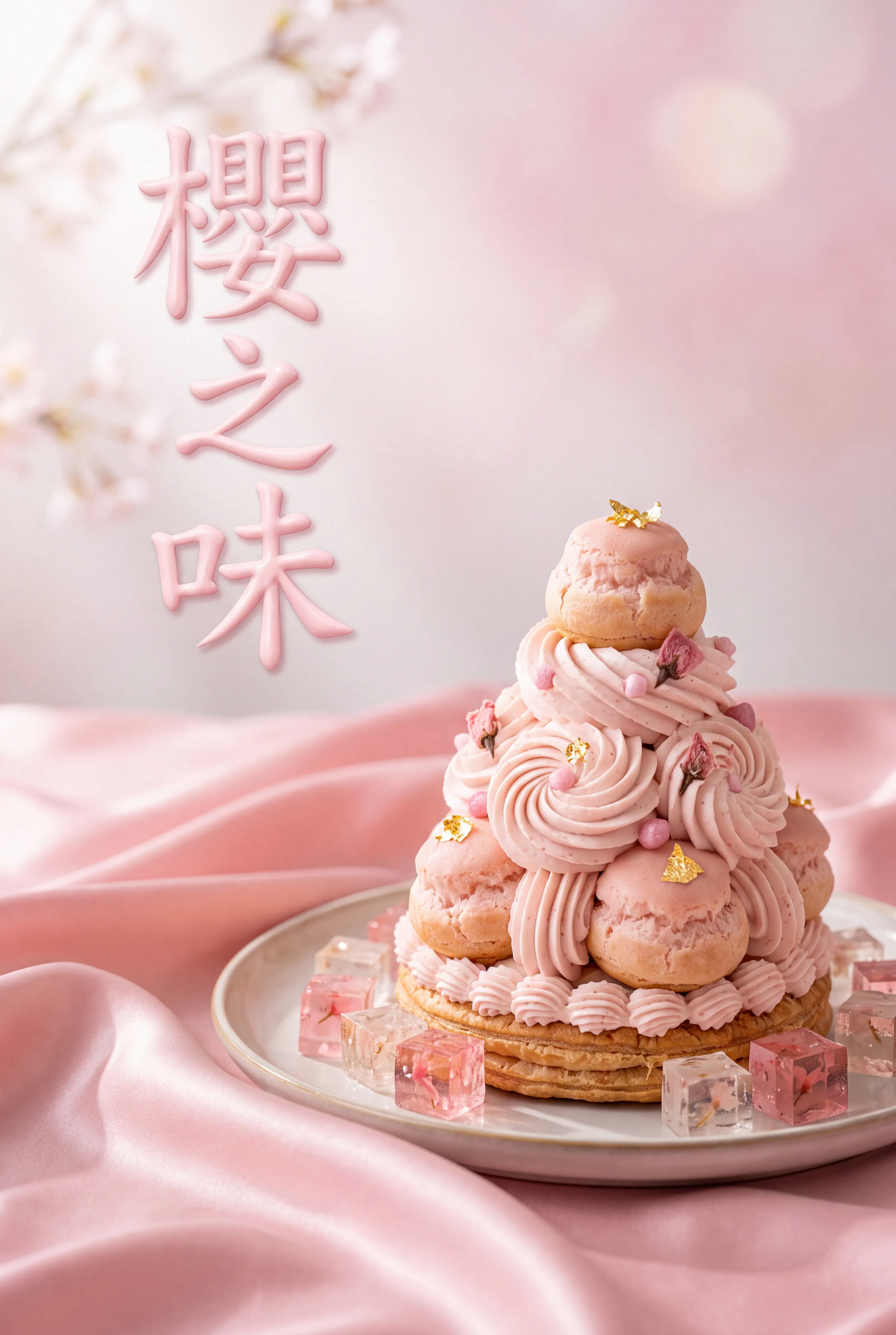 櫻之味：法式櫻花聖多諾黑蛋糕宣傳海報