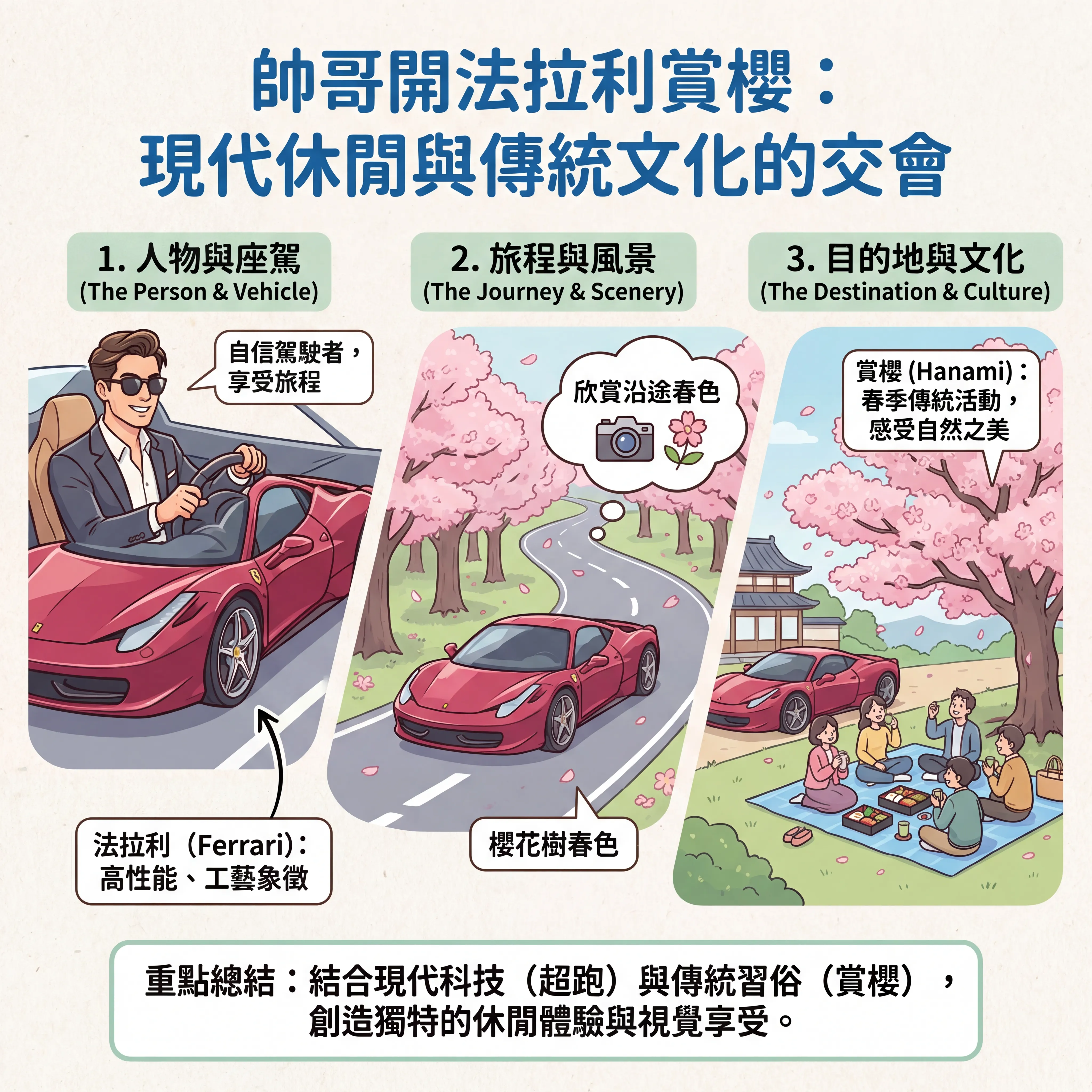 帥哥. 法拉利 .賞櫻