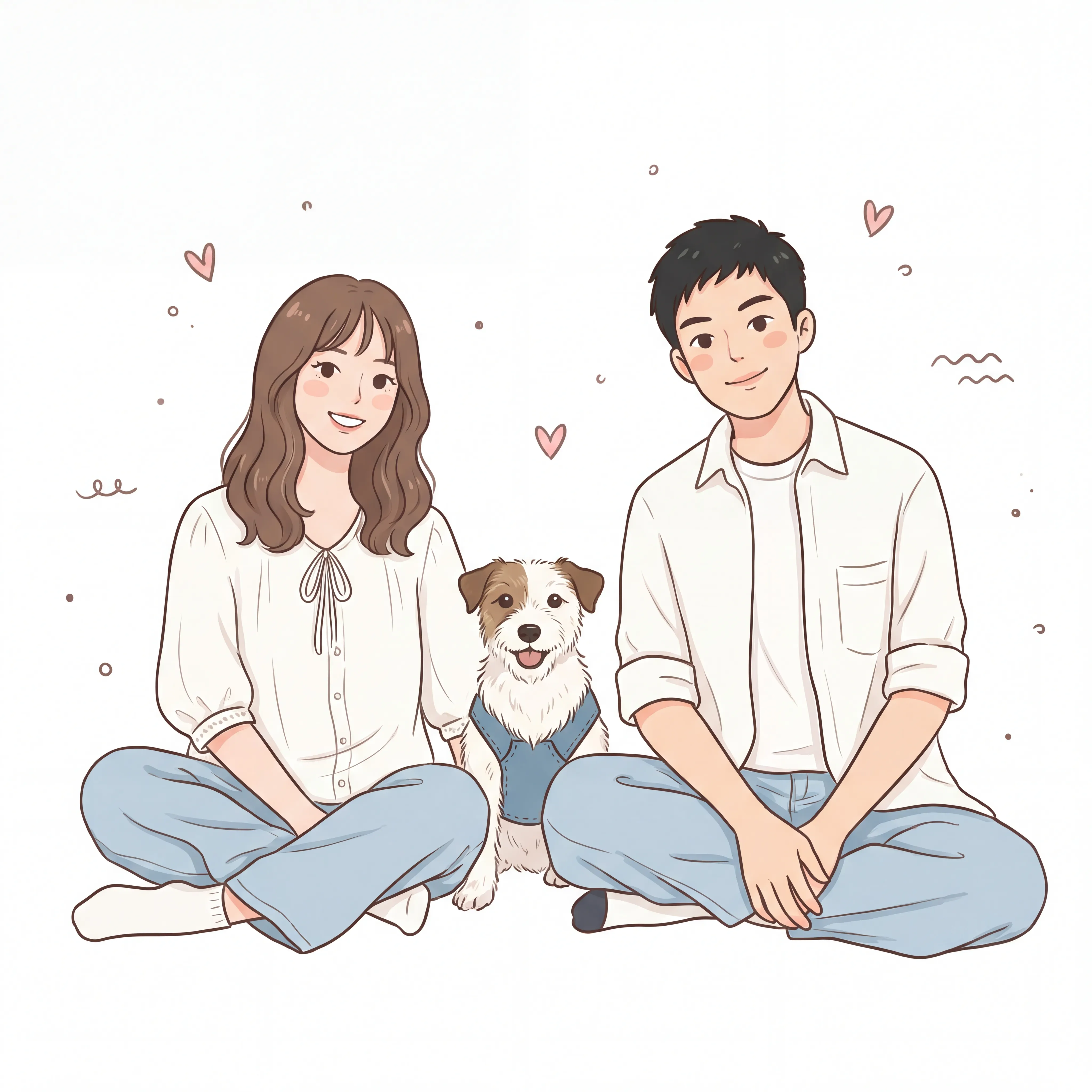 溫馨一家人:情侶與可愛小狗