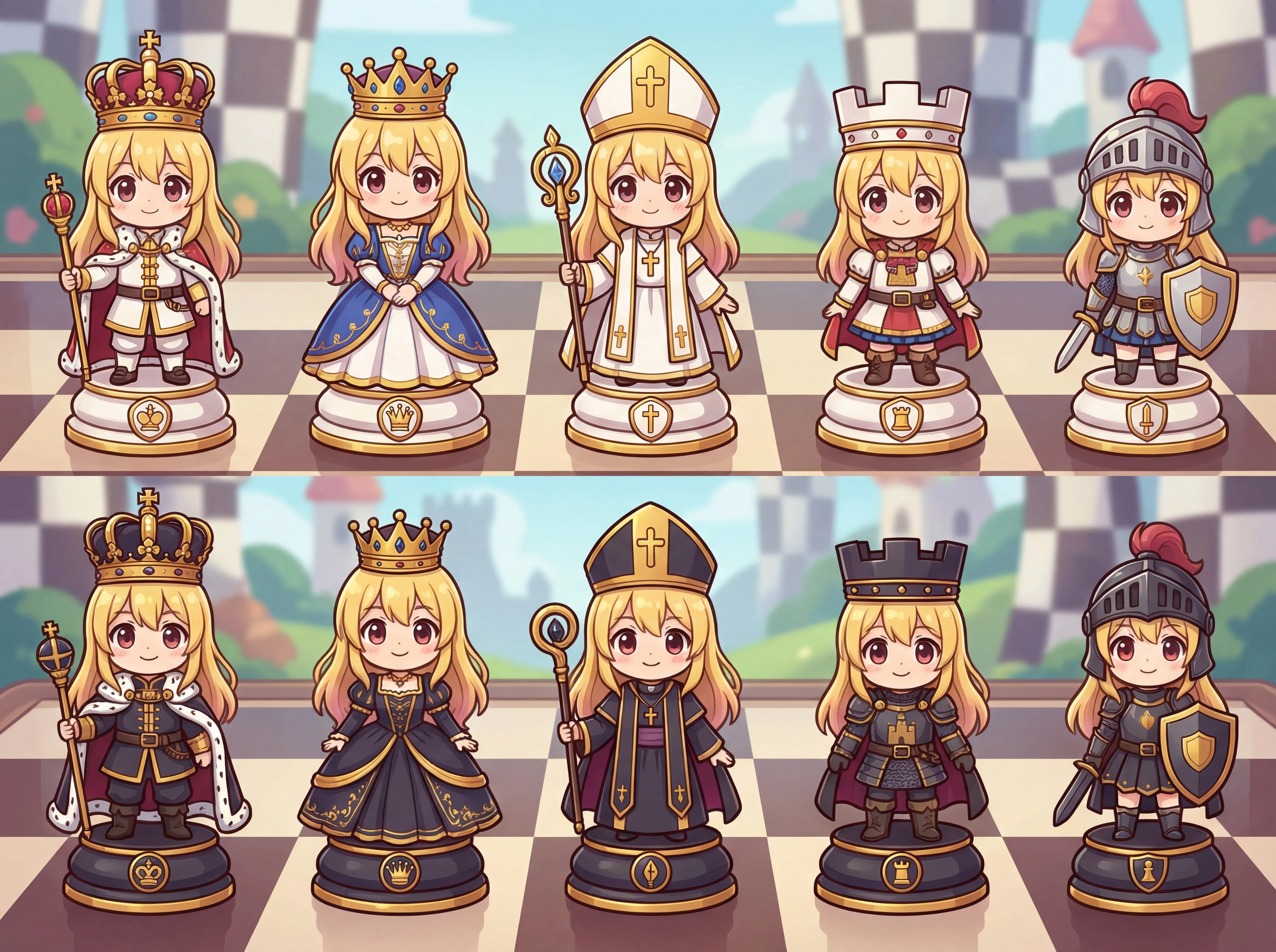 Q版金髮少女西洋棋：奇幻棋盤上的可愛對決