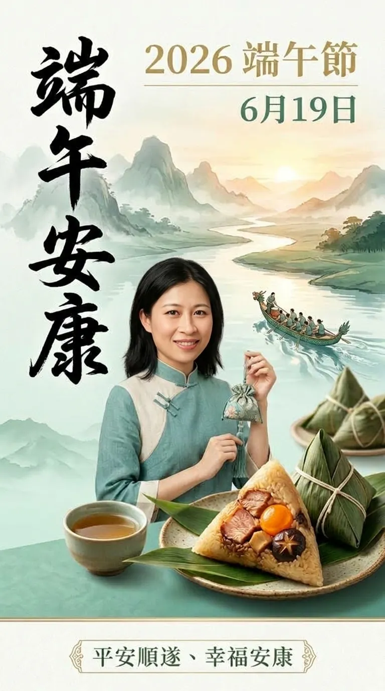 2026端午安康:翠綠山水間的節慶祝福
