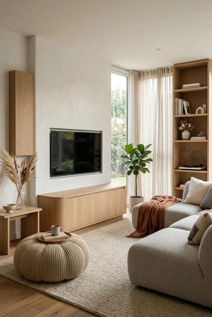 暖陽侘寂：極簡現代客廳設計