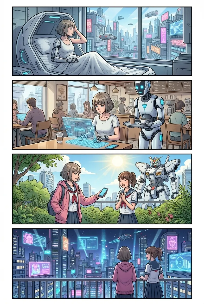 未來二次元生活:賽博龐克少女的一天