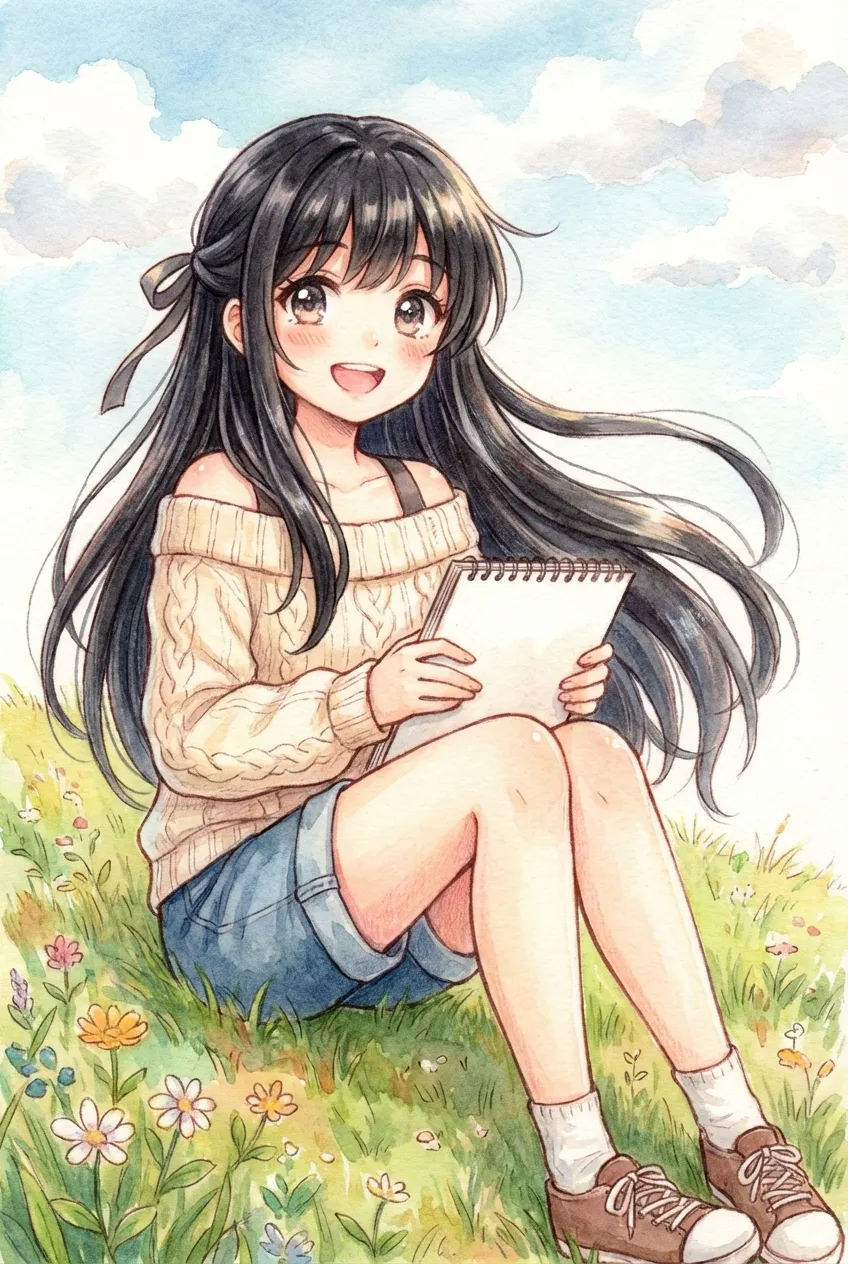 春の陽光と笑顔の少女