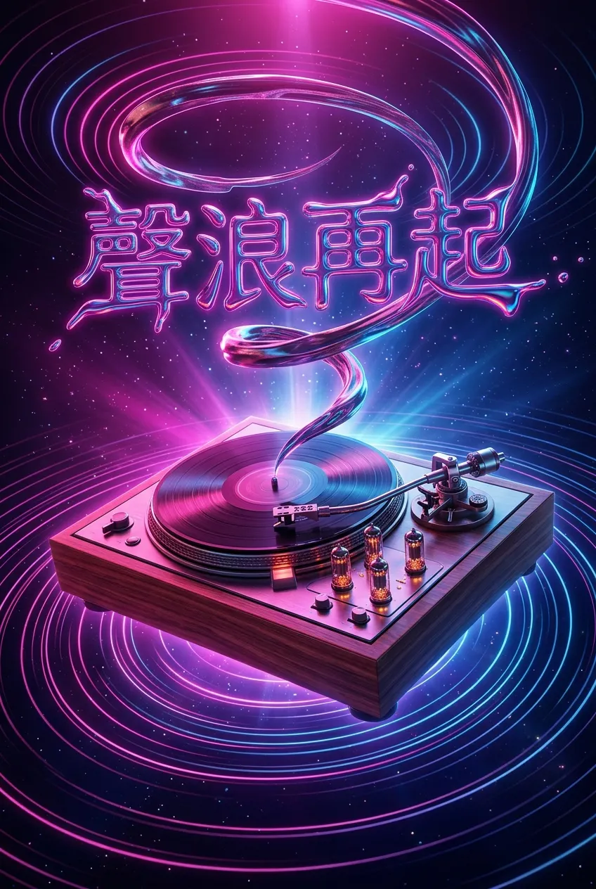 聲浪再起:超現實復古未來黑膠音樂節海報