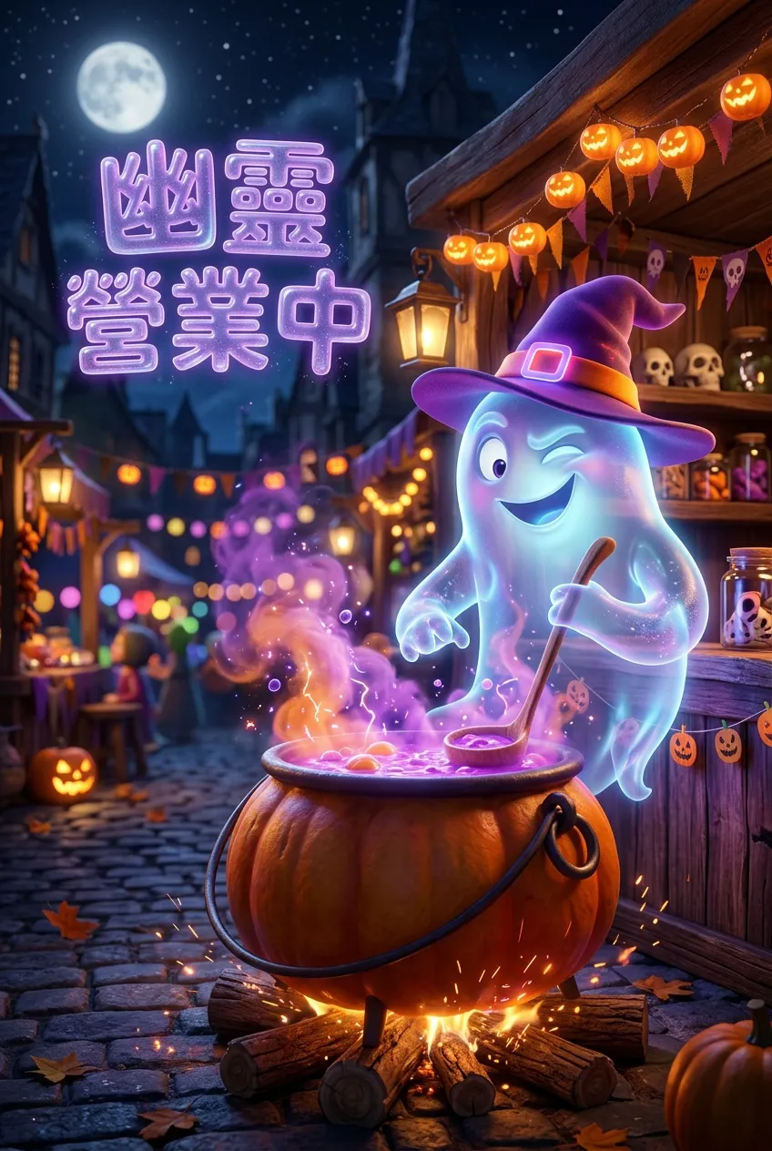 萬聖節市集視覺:幽靈營業中魔法濃湯
