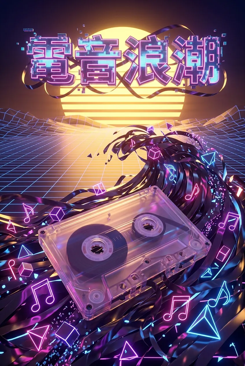 電音浪潮：Synthwave 復古數位時空海報