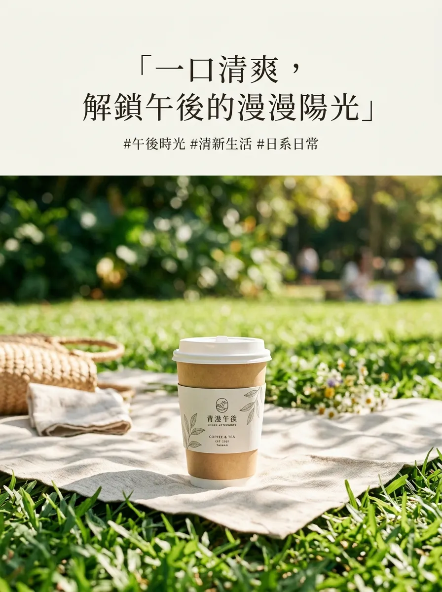 午後漫漫陽光：日系文青外帶紙杯社群海報