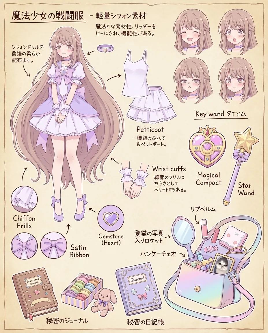 魔法少女の戦闘服 - 軽量シフォン素材の設定資料集