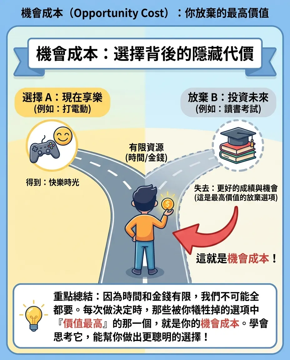 一眼看懂機會成本：人生叉路口的選擇藝術