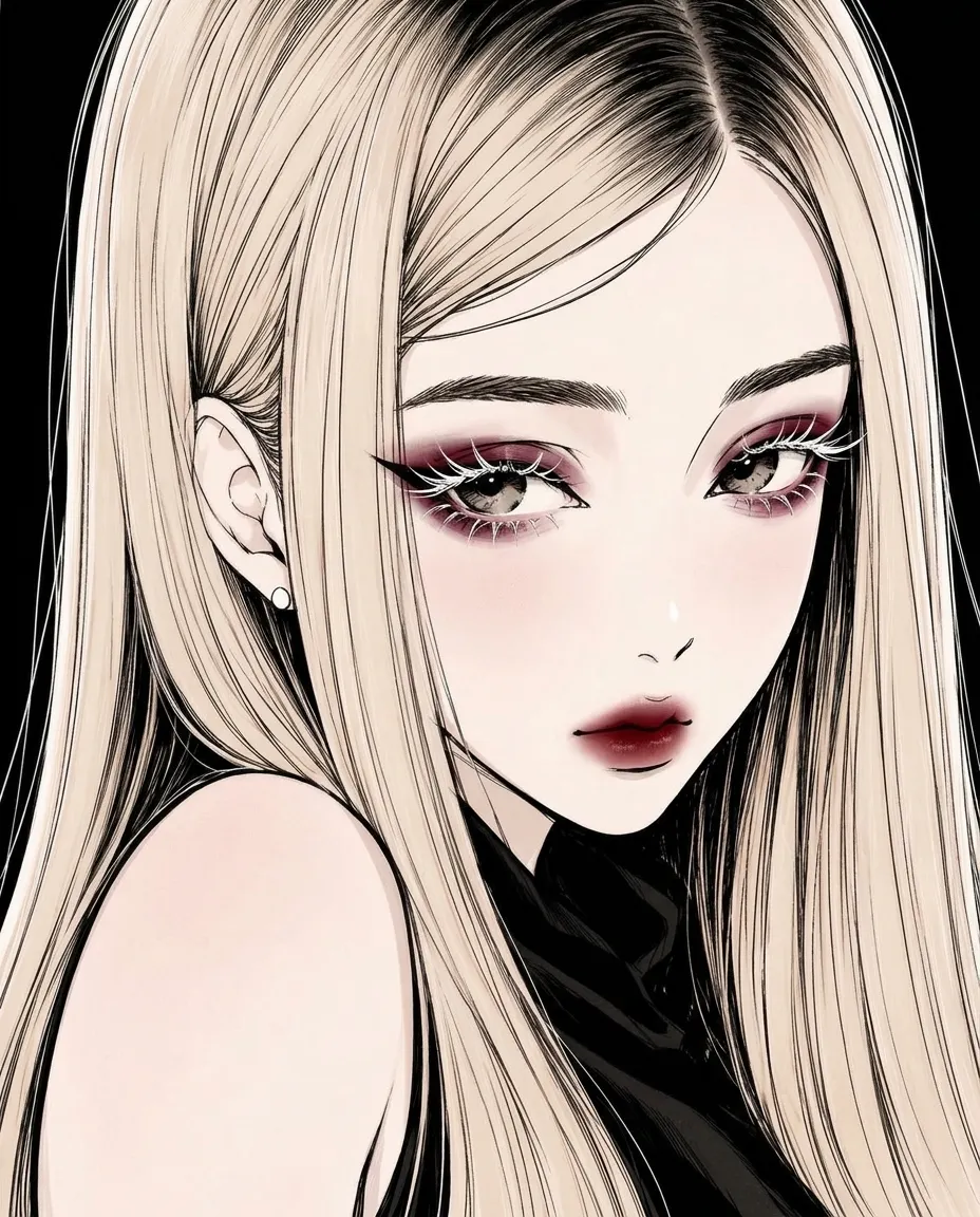 緋紅魅影:深色系暗黑妝容少女