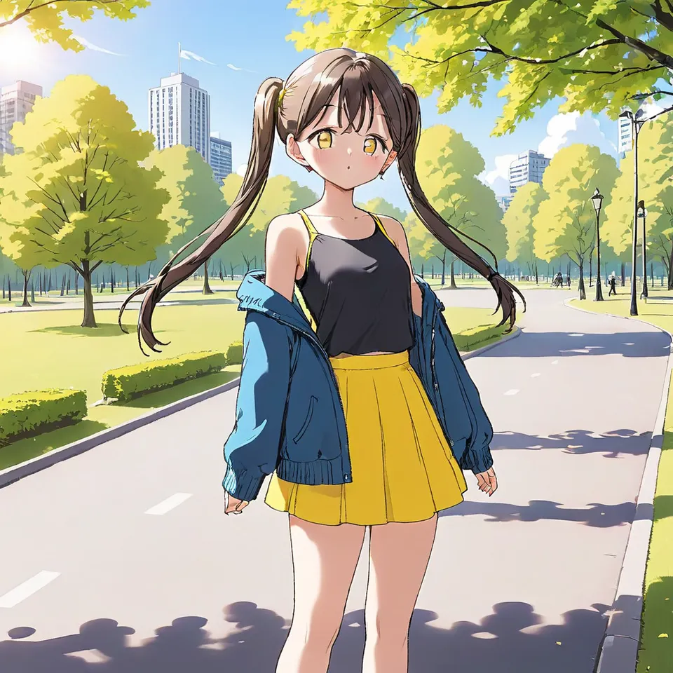girl, twintail, park