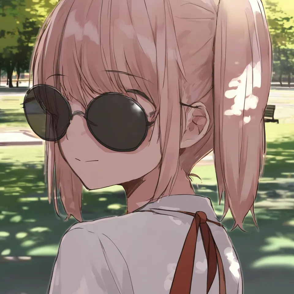 girl, twintail, sunglasses, park, trees, close-up