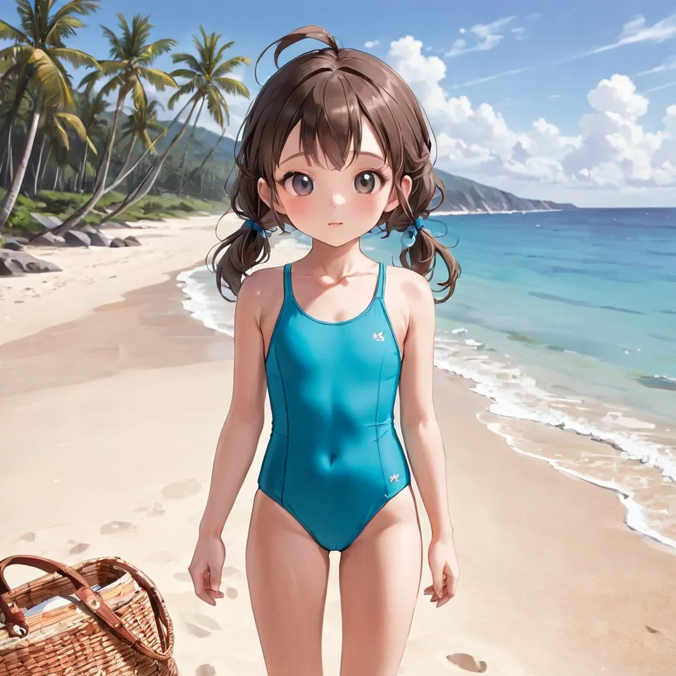 girl, swimsuit, beach