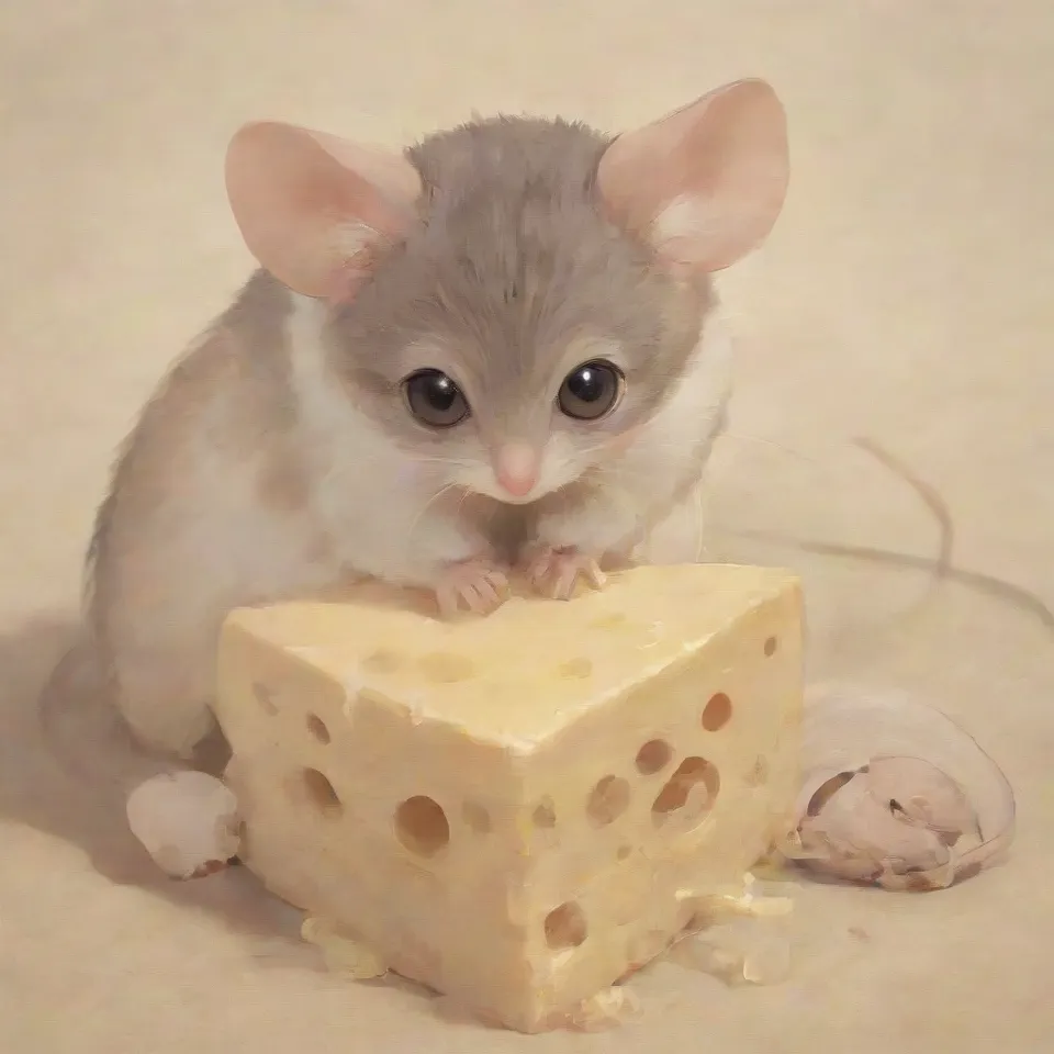 mouse, cute, big eyes, cheese