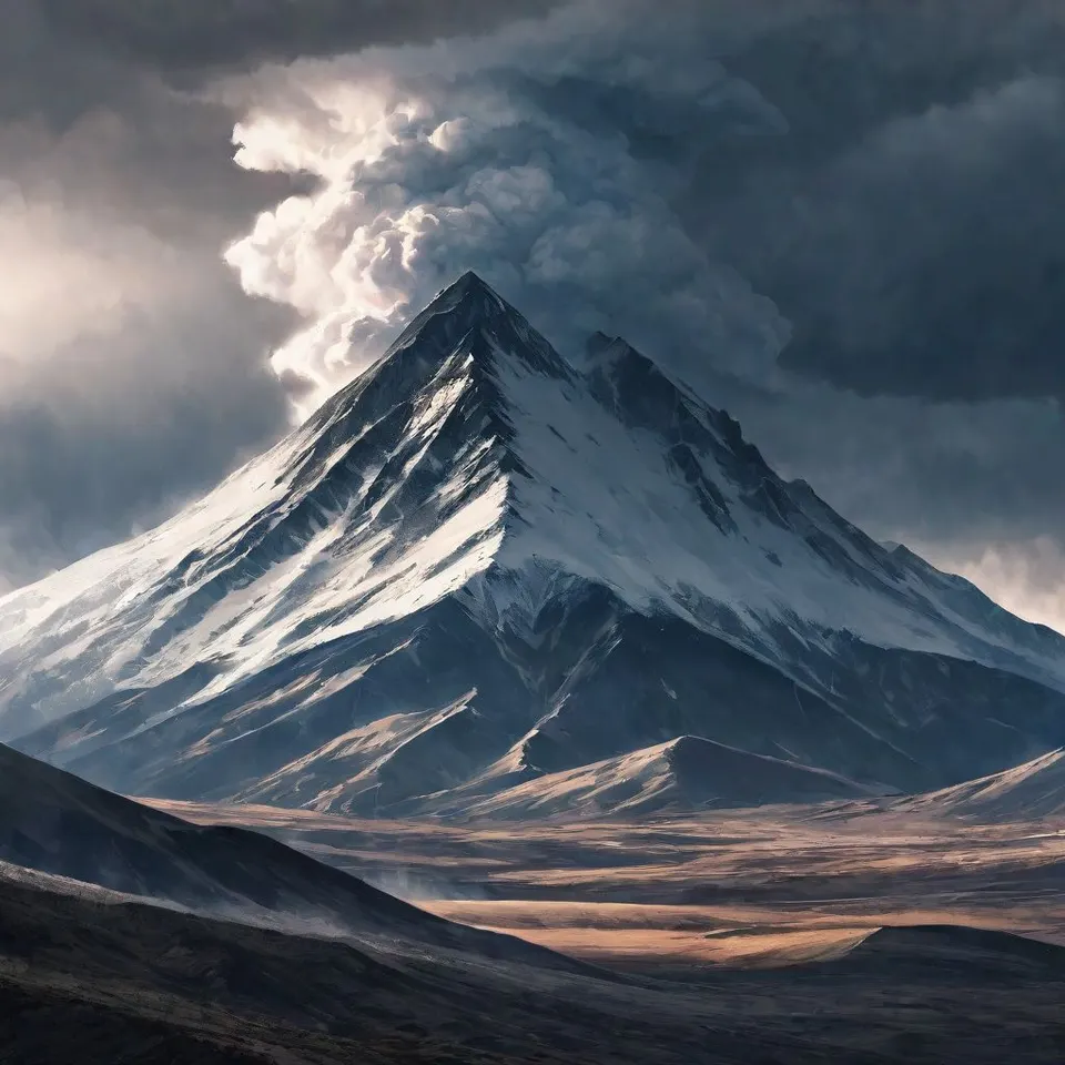 mysterious mountain during a storm