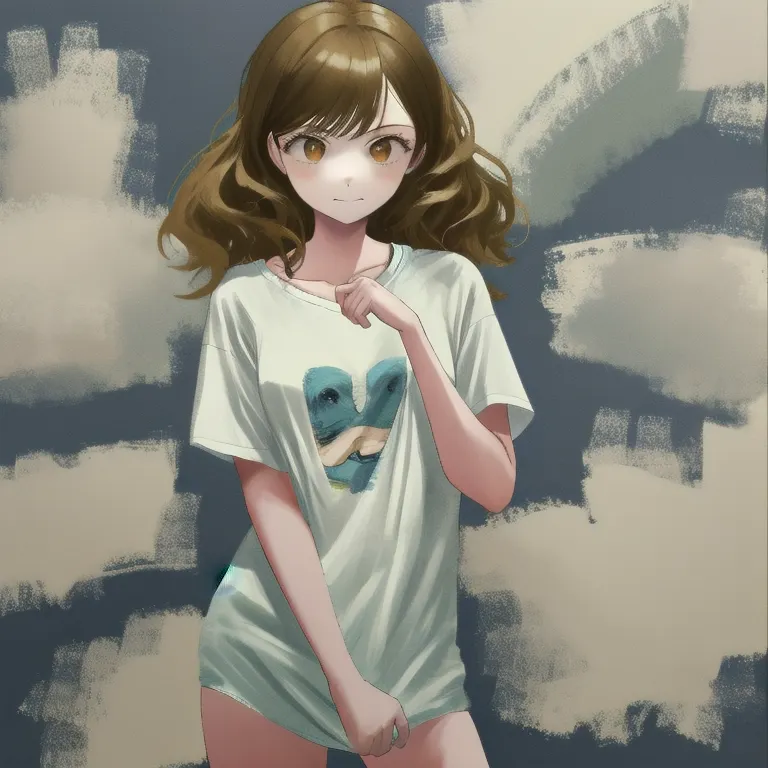 masterpiece, best quality, highres, 1girl, shirt, naked shirt, shirt tug <lora:shirt_tug:1>