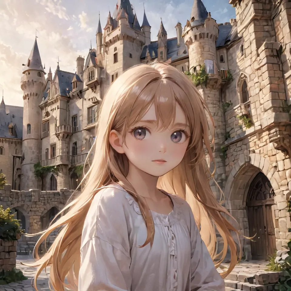 young girl castle