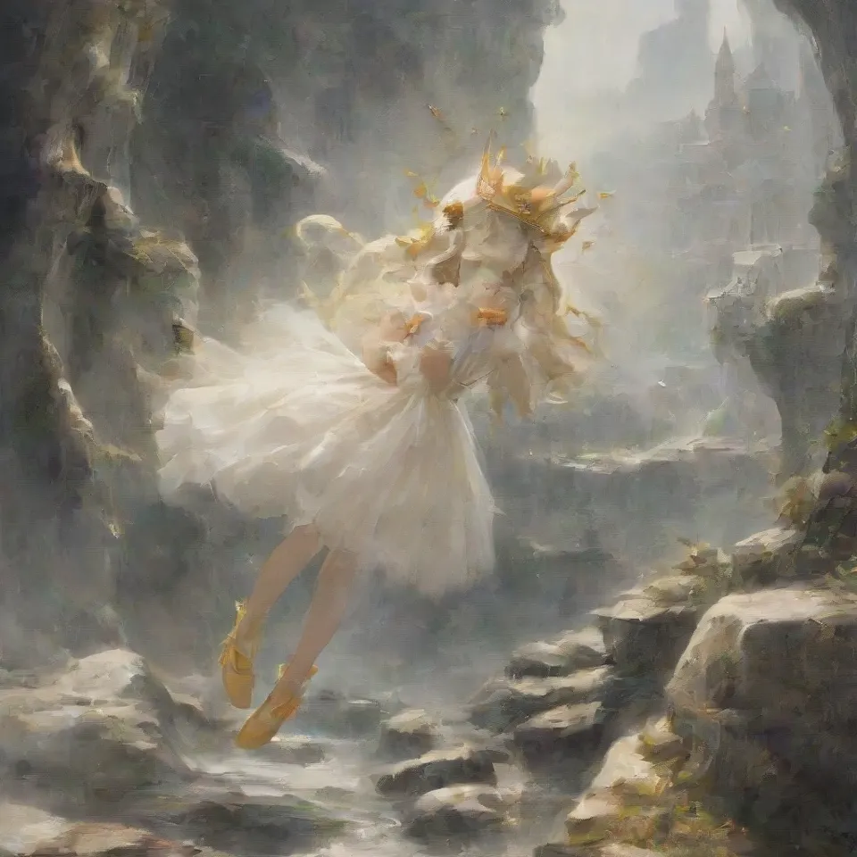 princess wearing a crown and bright yellow shoes