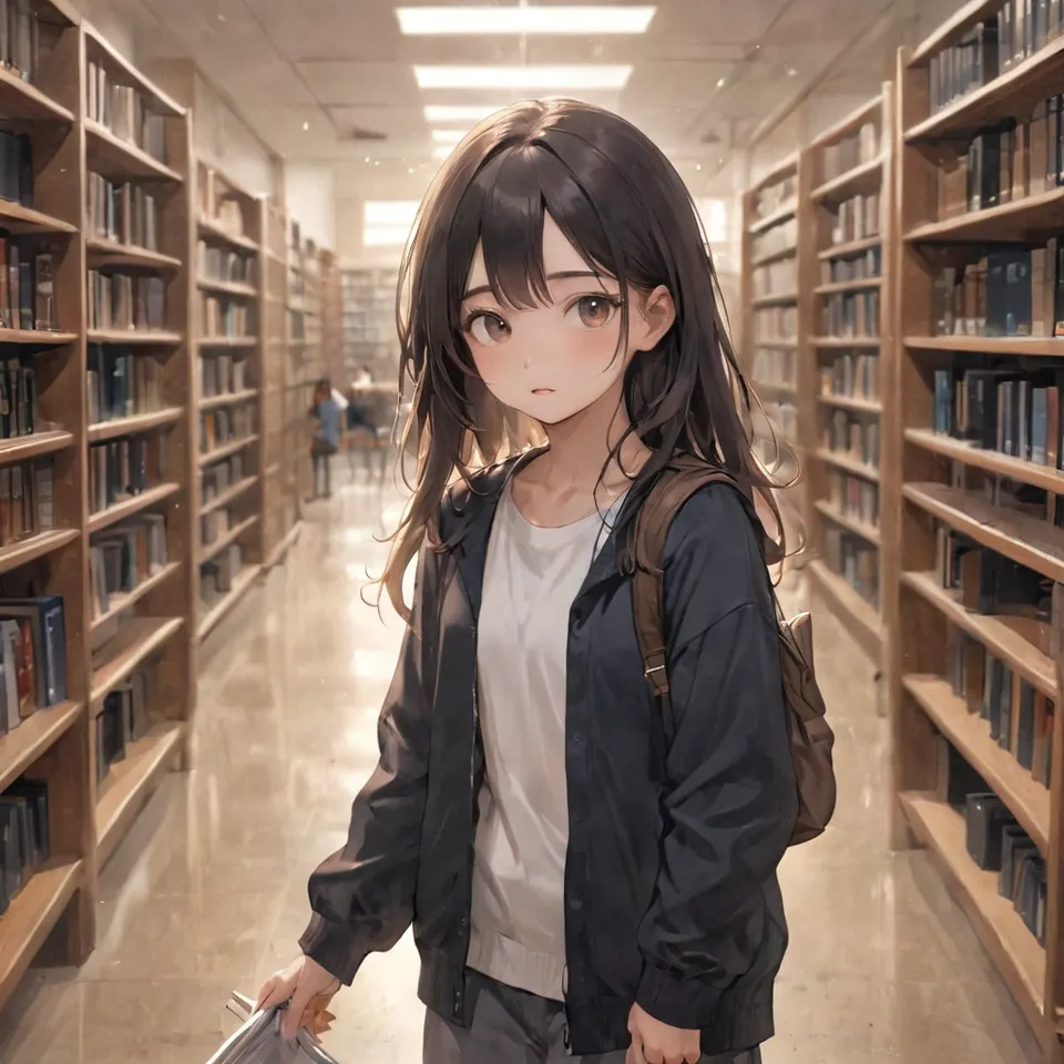 girl at the library