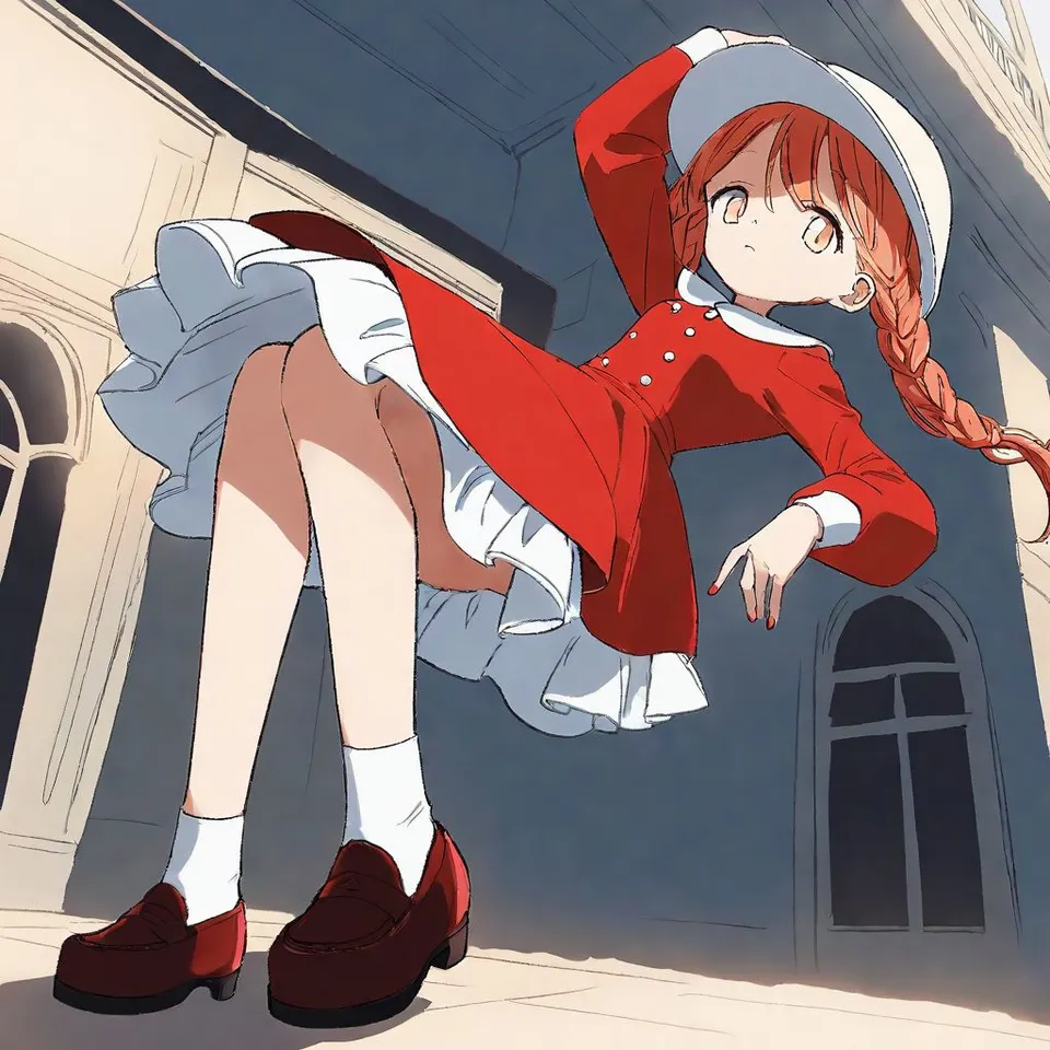 plu girl, wearing a hat, red dress