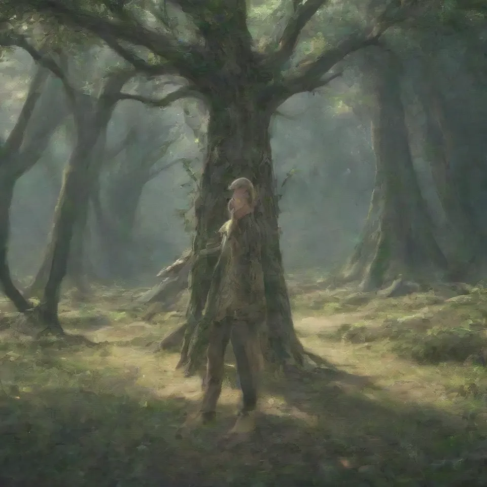 elf standing in front of a tree
