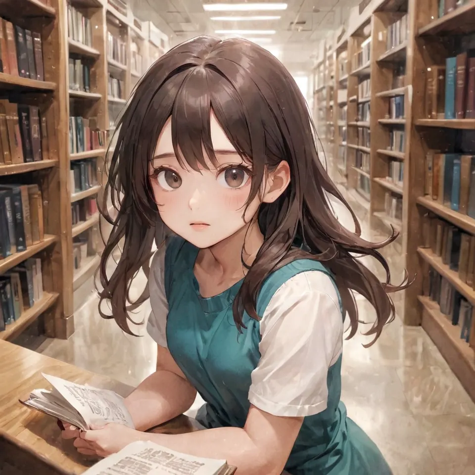 girl at the library